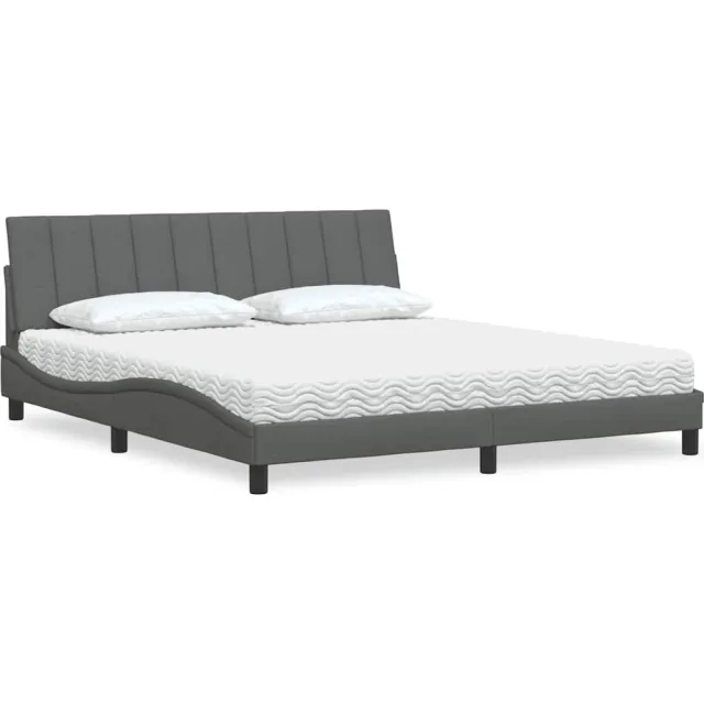 vidaXL Bed met matras "Hanko" stof donkergrijs 180x200 cm