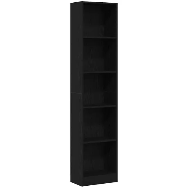 vidaXL Boekenkast - Zwart - Eiken - 40x24x176 - cm - Engineered - Wood Zwarte eik