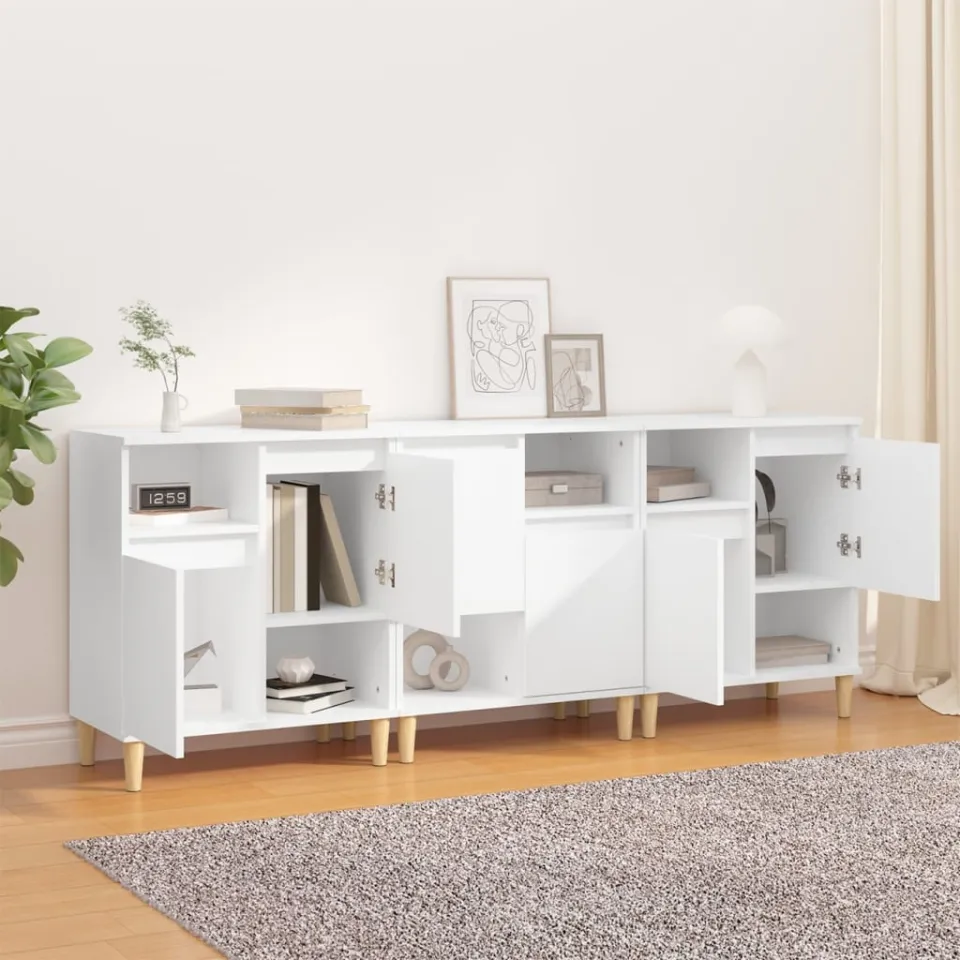 vidaXL Dressoirs 3 st 60x35x70 cm bewerkt hout wit, foto 3
