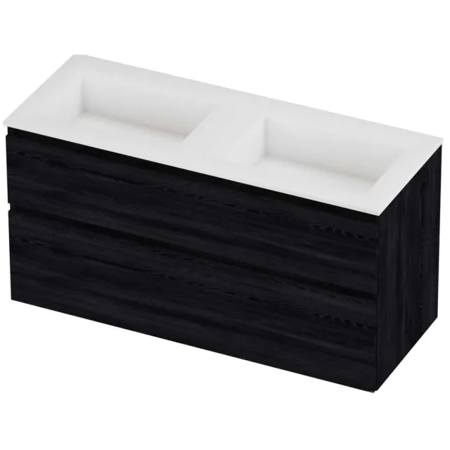 Proline Aristo Badmeubelset Polystone Elegant 120x46x62 cm Mat White Black Oak Eiken