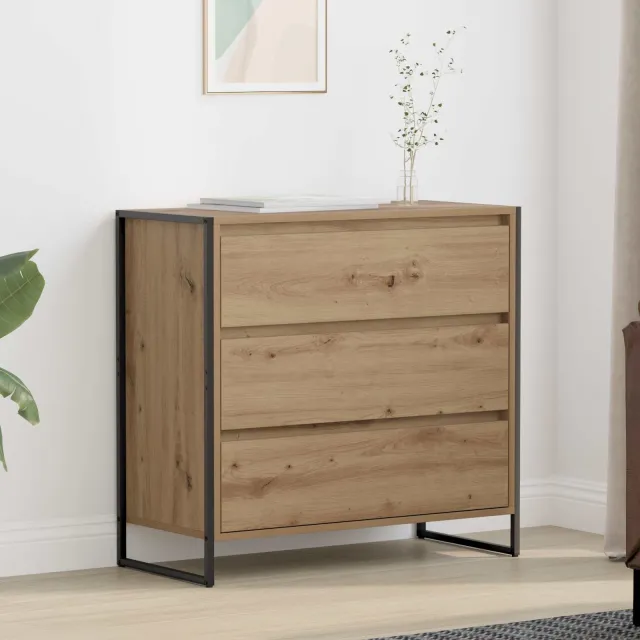 vidaXL Dressoir Artisanaal eiken 79 x 36 x 75.5 cm Bewerkt hout, foto 2