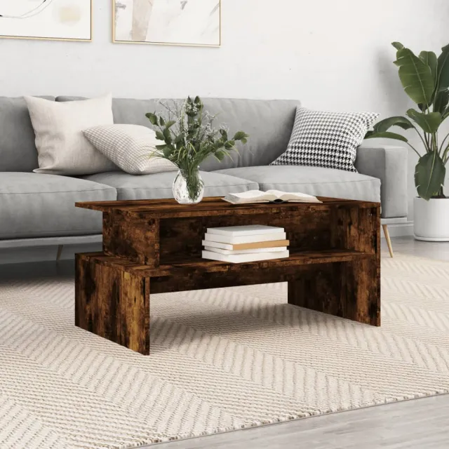 vidaXL Salontafel 90x55x42,5 cm bewerkt hout gerookt eikenkleurig Bruin