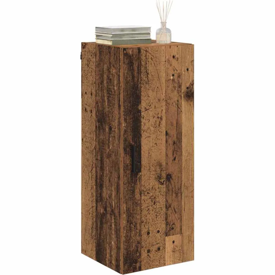 vidaXL Wandkast Oud Hout 34,5 x 34 x 90 cm Bewerkt hout Bruin