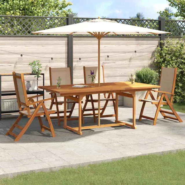 vidaXL 5-delige Tuinset massief acaciahout en textileen bruin, foto 2