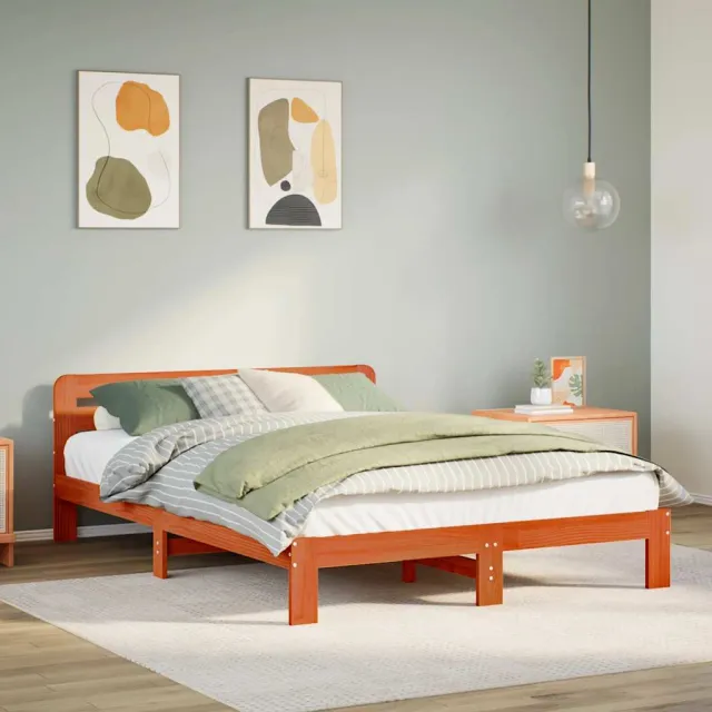 vidaXL Bedframe zonder matras massief grenenhout wasbruin 150x200 cm bruin
