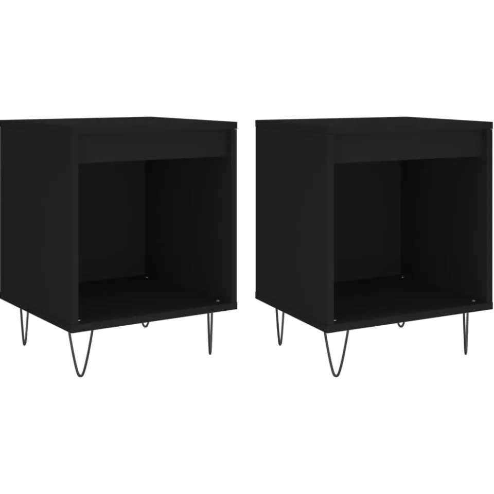 vidaXL Nachtkastjes 2 st 40x35x50 cm bewerkt hout zwart, foto 3