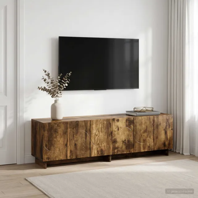 vidaXL tv-meubel 140 x 34,5 x 40 cm Gerookt eiken Bewerkt hout Bruin