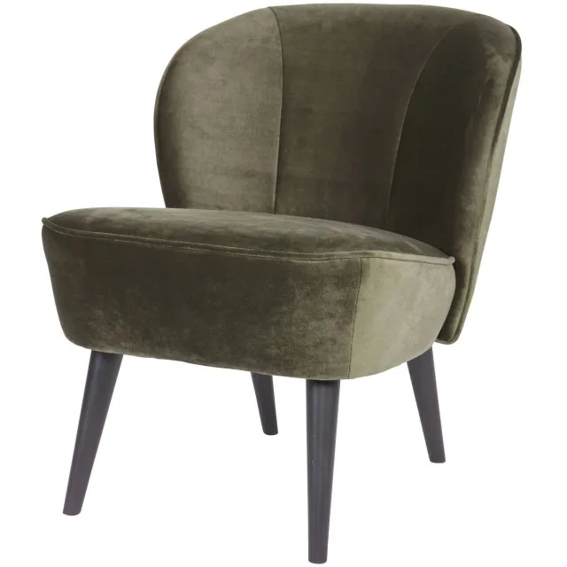 WOOOD Sara Fauteuil - Velvet - Oker - 59x71x70 green