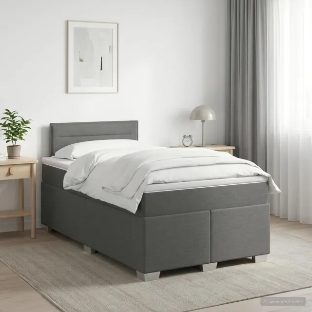 vidaXL Boxspringbed met matras Donkergrijs 120 x 200 cm Stof