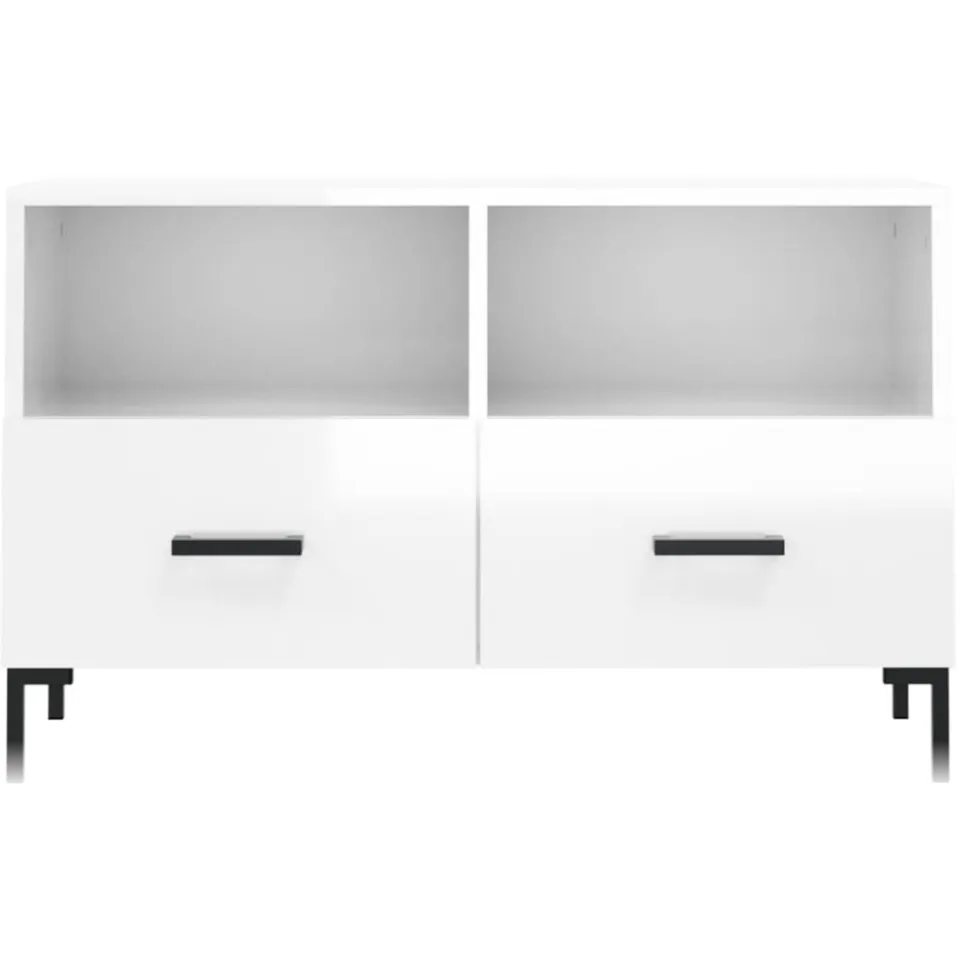 vidaXL Tv-meubel 80x36x50 cm bewerkt hout hoogglans wit