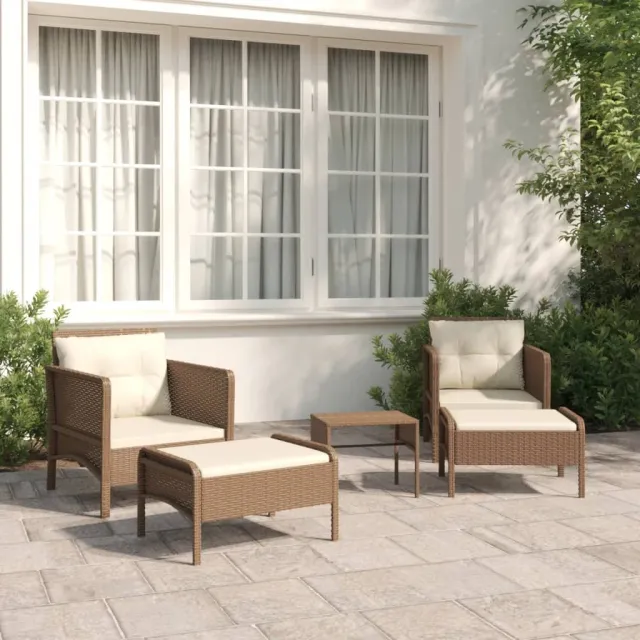 vidaXL 5-delige Loungeset met kussens poly rattan bruin, foto 2
