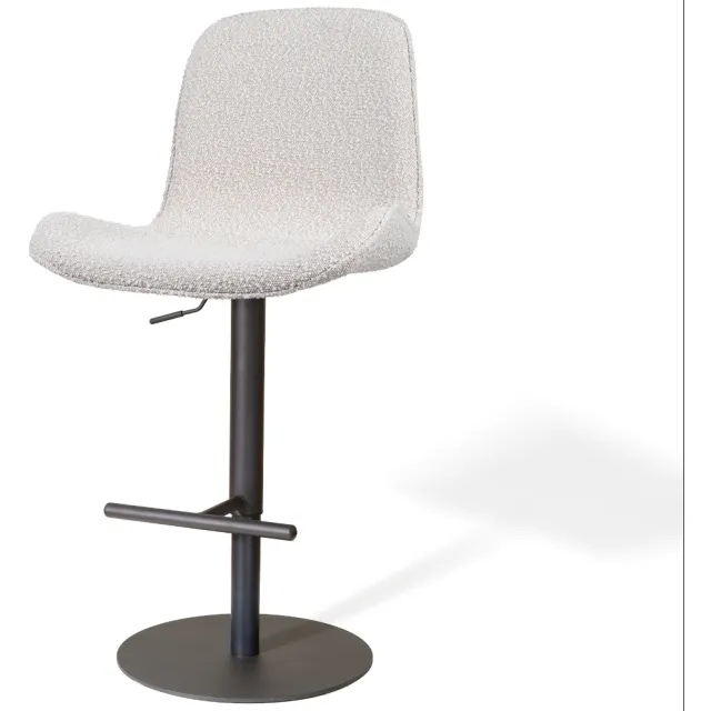 Nolon Niva-Fé draaibare tulp barkruk bouclé beige - verstelbaar - mat zwart onderstel