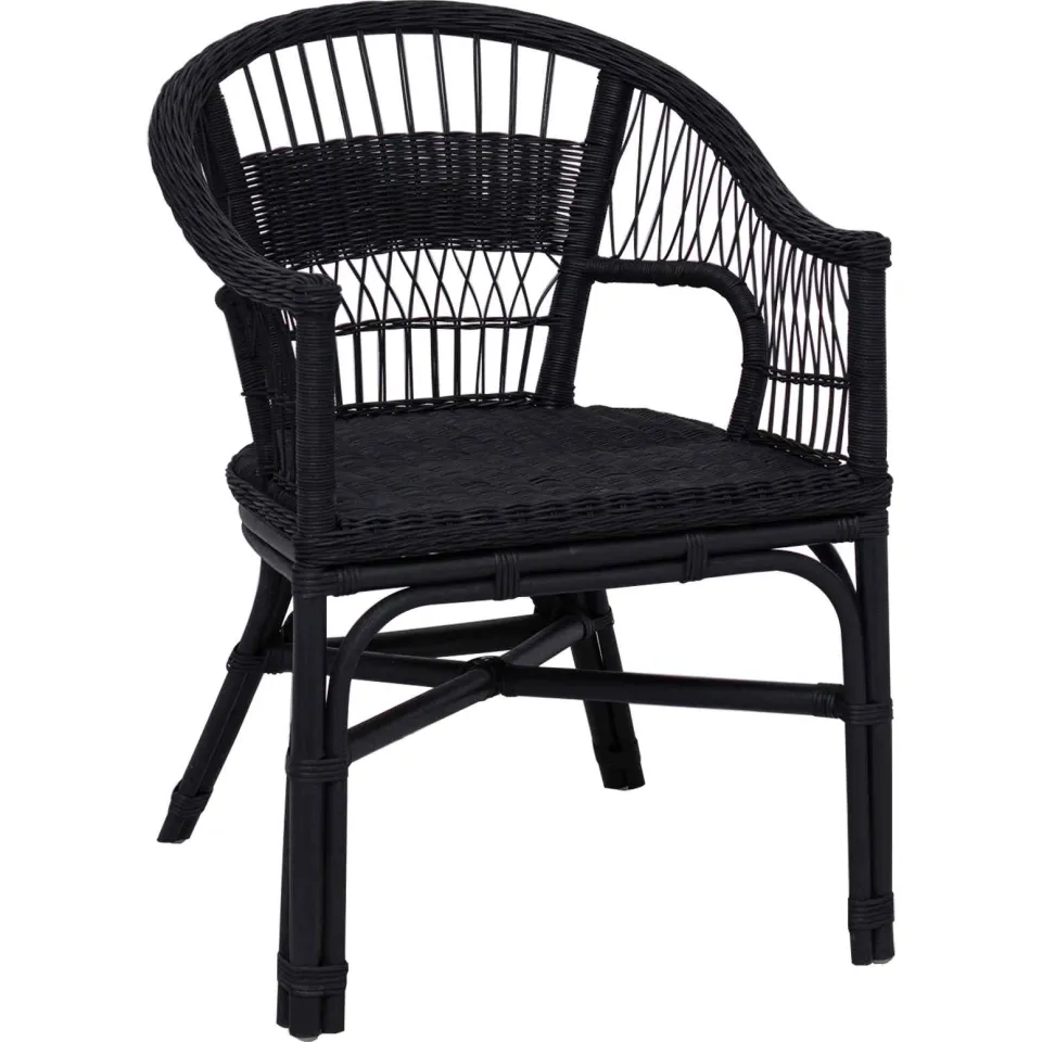 vidaXL Stapelstoel Rattan Zwart 60 x 60 x 81 cm
