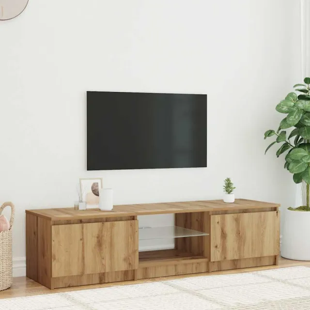 vidaXL Tv-meubel met LED 140x40x36 cm bewerkt hout artisanaal eiken, foto 2