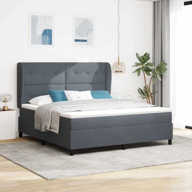 vidaXL Boxspringbed met kussen Donkergrijs 200 x 180 cm Fluweel
