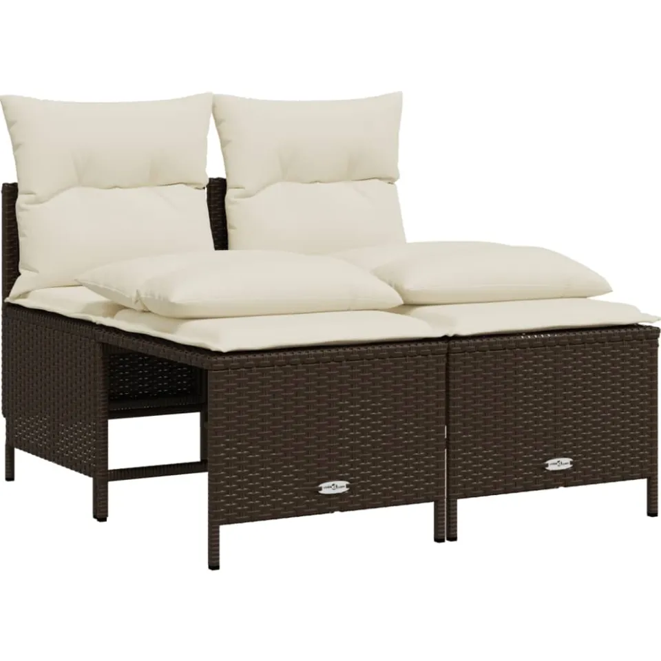 vidaXL 4-delige Loungeset met kussens poly rattan bruin, foto 3