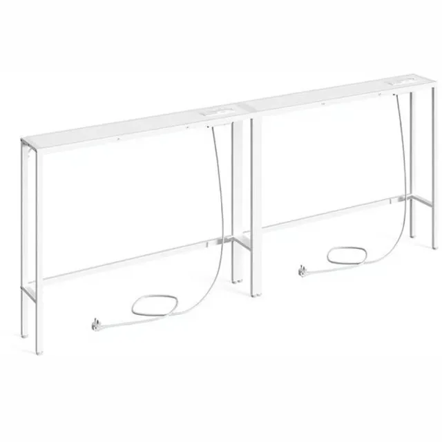 J.T.R Consoletafel-Haltafel-Set van 2 smalle Consoletafel -Entreetafel-Oplaadstation & USB-poorten-Stevig en stabiel- wit