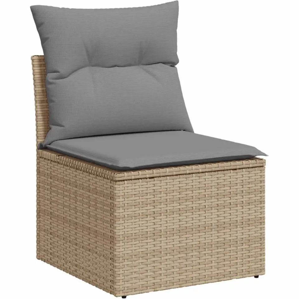 vidaXL 11-delige Tuinset met kussens poly rattan beige