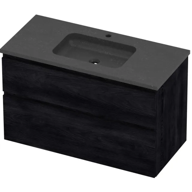 Proline Rollo Badmeubelset Hardsteen Elegant 1 Gat 100x46x62 cm Blue Stone Black Oak