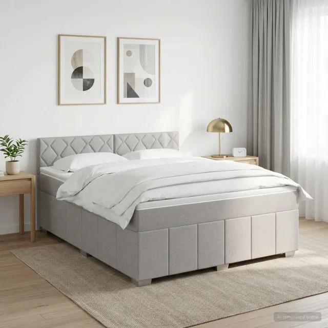 vidaXL Boxspringbed met matras Lichtgrijs 140 x 190 cm Stof