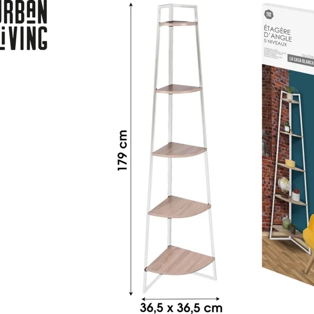 Urban Living "LA CASA BLANCA" hoekrek met 5 niveaus 36 x 36 x H180 cm white