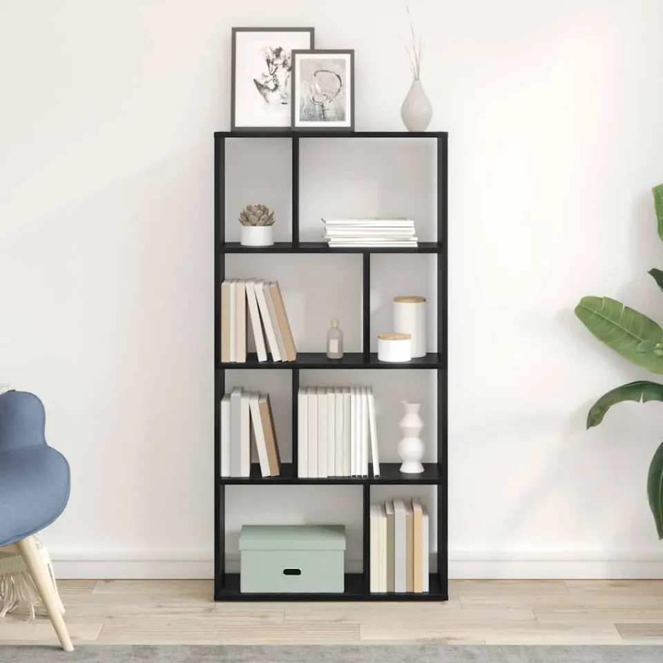 vidaXL Boekenkast 8-laags 60 x 20 x 120,5 cm Bewerkt hout Zwart Eiken, foto 3