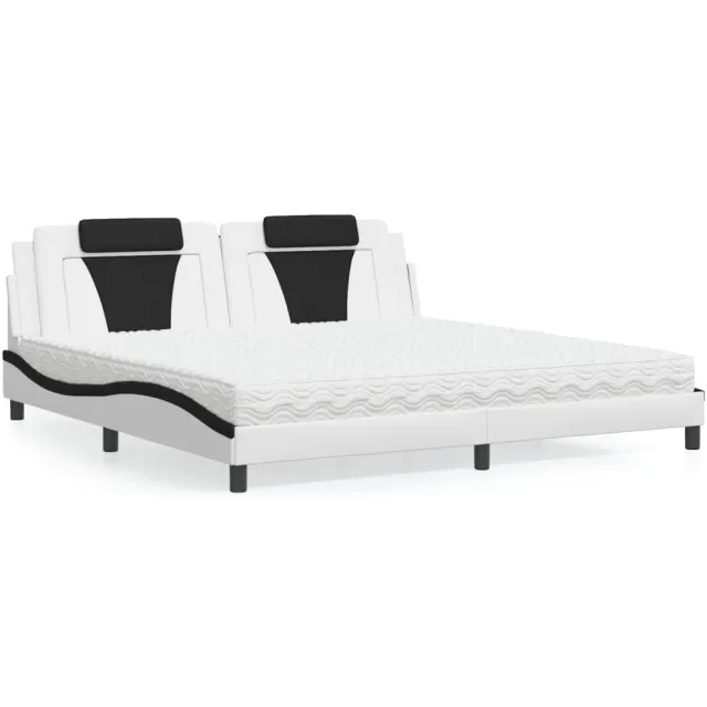 vidaXL Bed "Viana" met matras kunstleer wit en zwart 200x200 cm