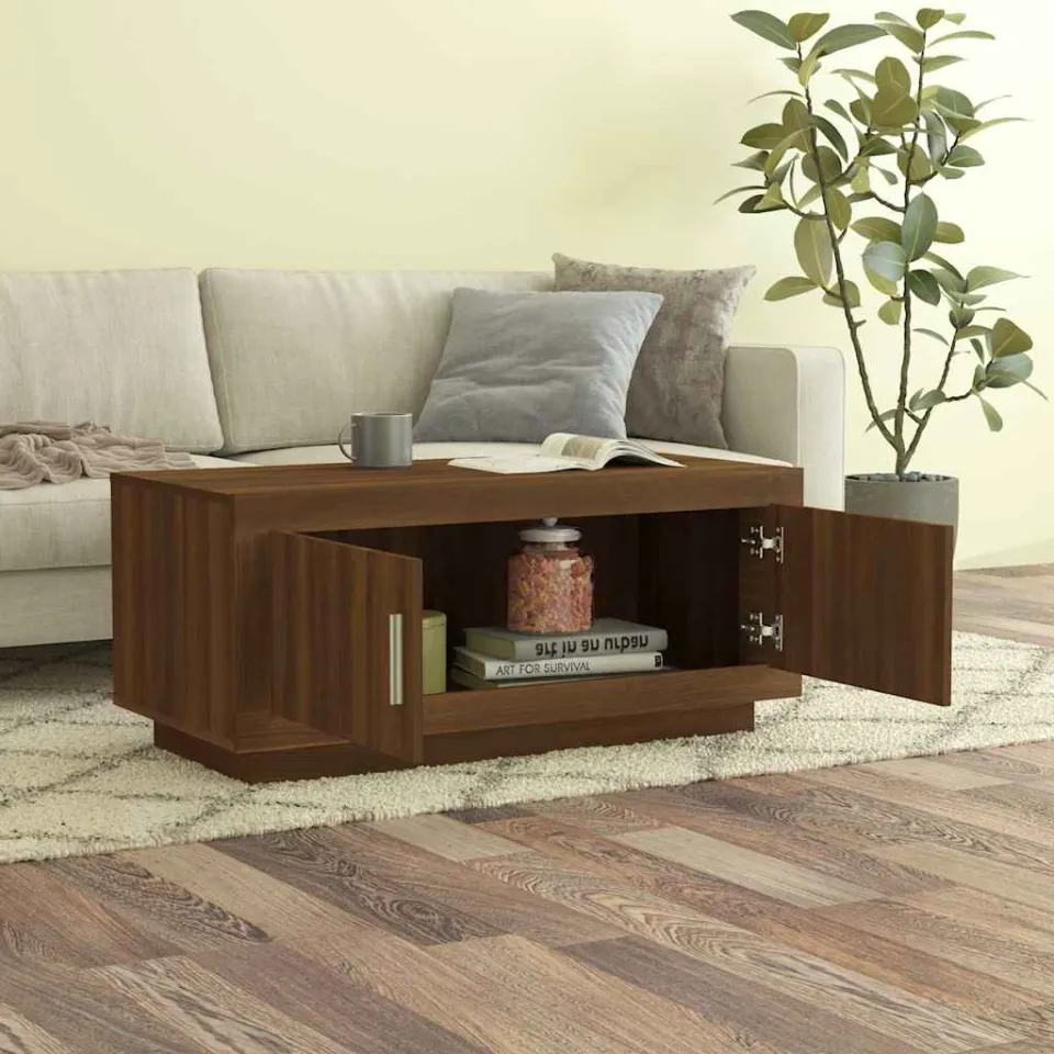 vidaXL Salontafel 102x50x45 cm bewerkt hout bruin eikenkleur, foto 2