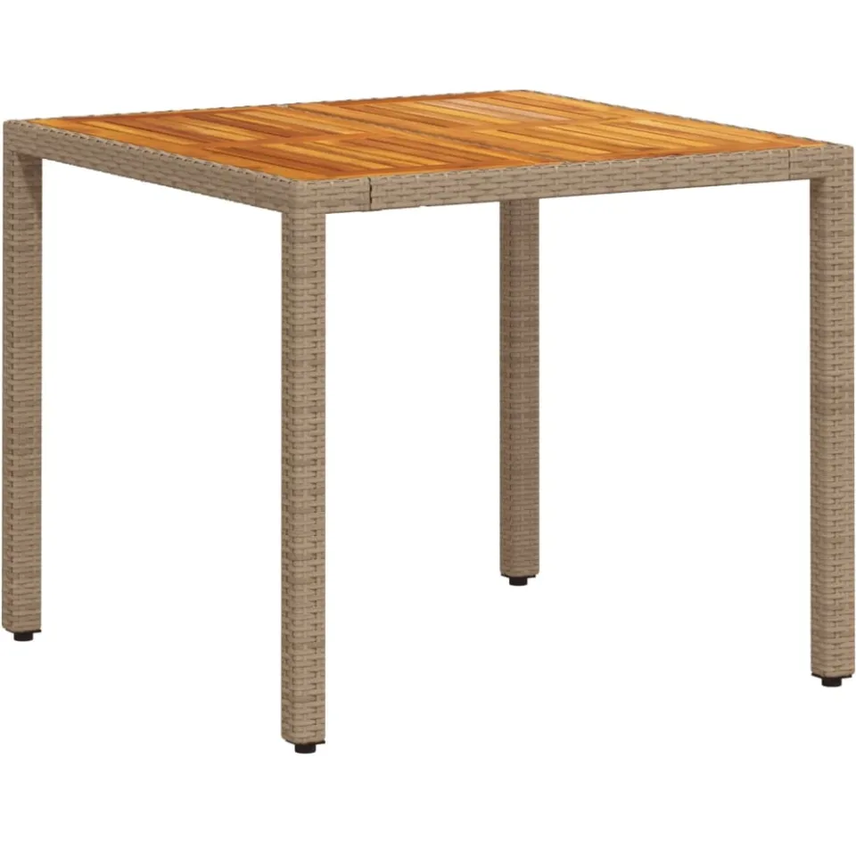 vidaXL 3-delige Tuinset met kussens poly rattan en acaciahout beige, foto 4