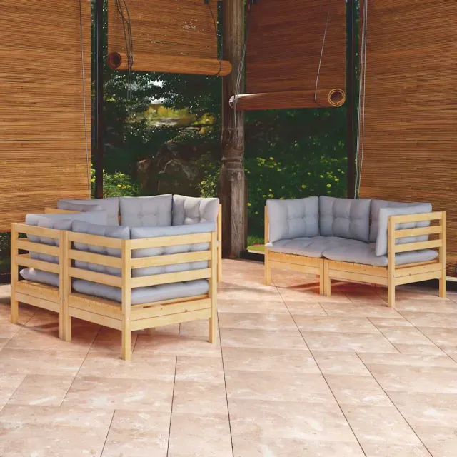 vidaXL 6-delige Loungeset met grijze kussens grenenhout grijs, foto 2