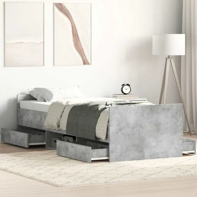 vidaXL Bedframe met hoofd- en voeteneinde betongrijs 90x200 cm