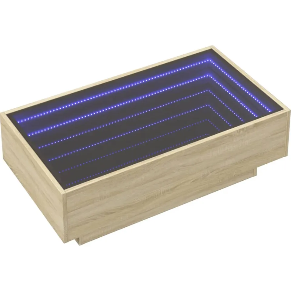 vidaXL Salontafel met LED 90x50x30 cm bewerkt hout sonoma eikenkleurig Bruin