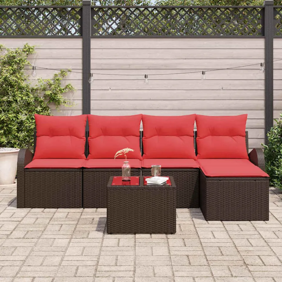 vidaXL Tuin Sofa Set Bruin poly rattan, foto 3