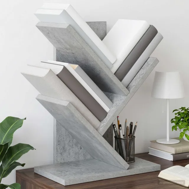vidaXL Boomvormige boekenplank met 3 planken 30 x 18 x 40 cm Grijs