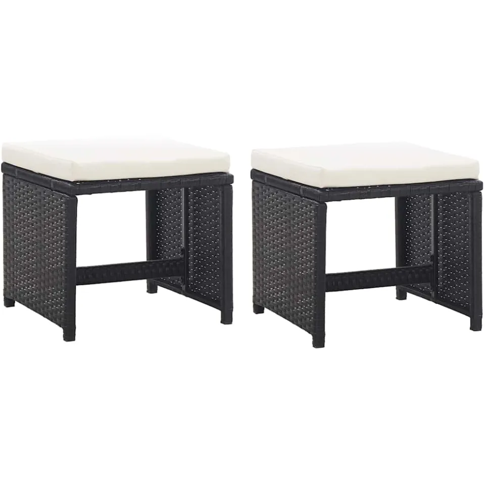 vidaXL 5-delige Tuinset met kussens poly rattan zwart, foto 4
