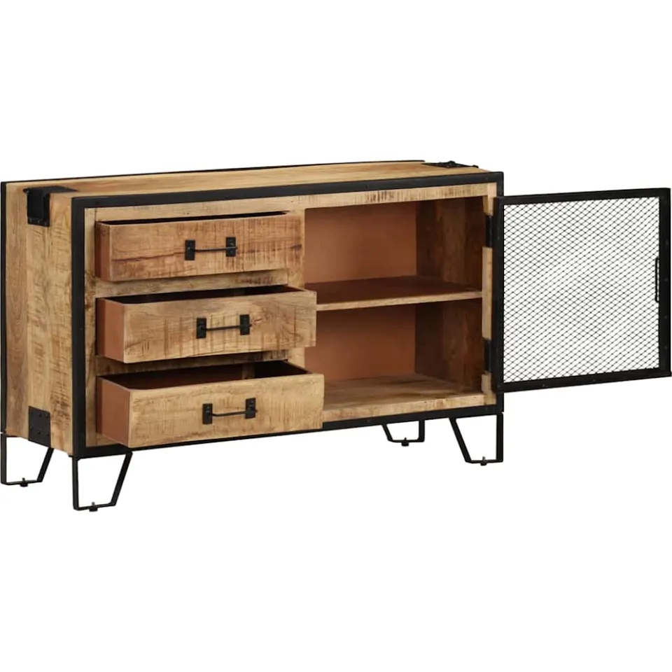 vidaXL Dressoir 100x31x60 cm massief ruw mangohout bruin, foto 4
