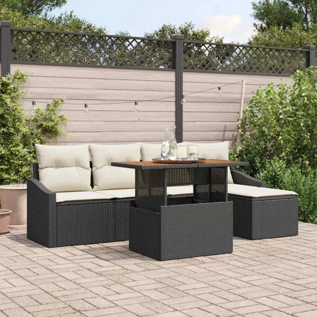 vidaXL Tuinbankenset 6 st Zwart en Crème, foto 2