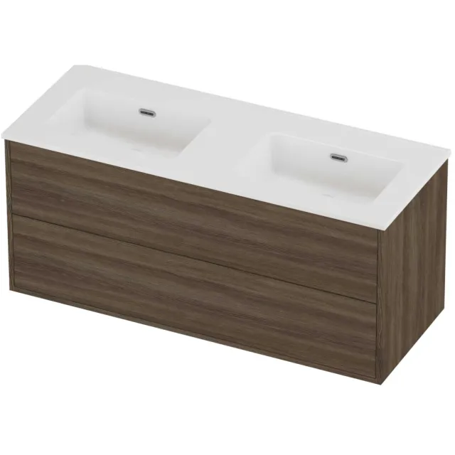 Proline Tribute Badmeubelset Porselein Elegant 120x46x54 cm Glans Wit Vital Oak Eiken