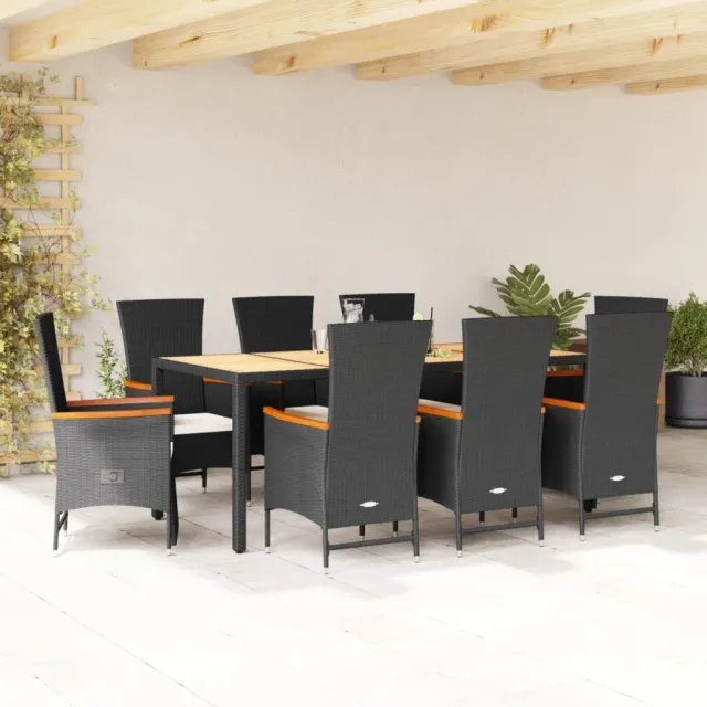 vidaXL 9-delige Tuinset poly rattan zwart, foto 2