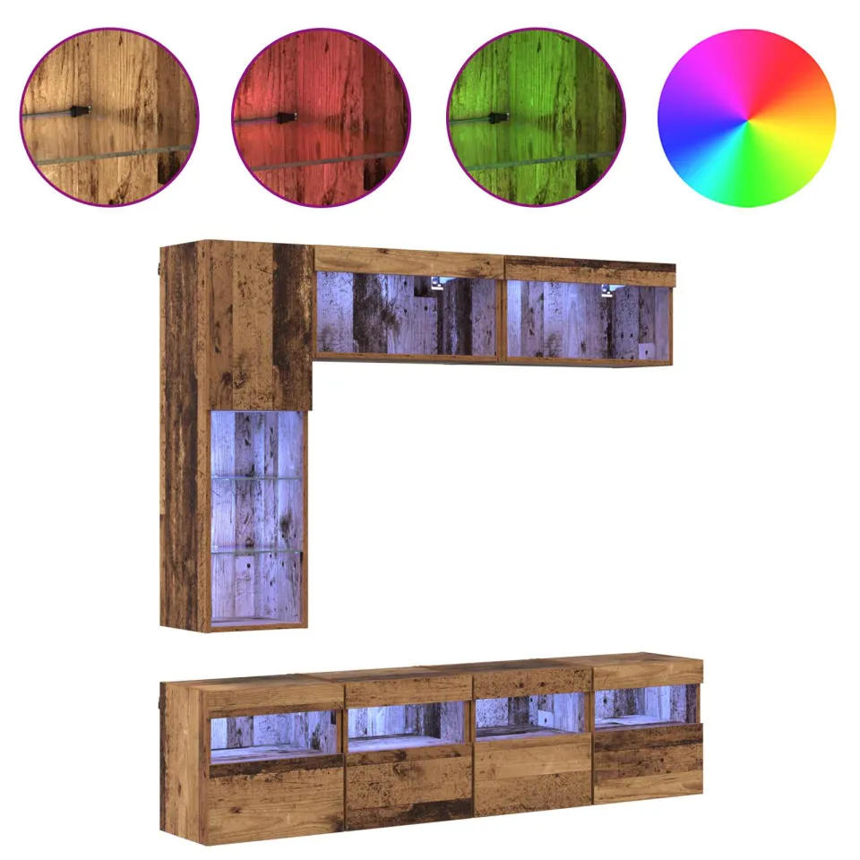 vidaXL TV-kast 7 st 30,5 x 30 x 102 cm Oudhout bruin, foto 4