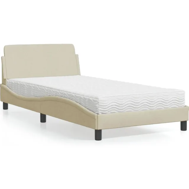 vidaXL Bed met matras "Dover" stof crèmekleurig 100x200 cm