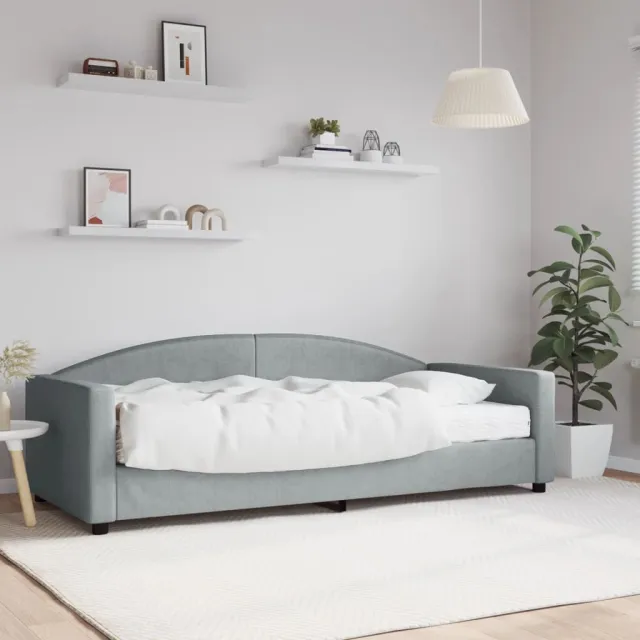 vidaXL Slaapbank met matras 90x200 cm stof lichtgrijs grijs