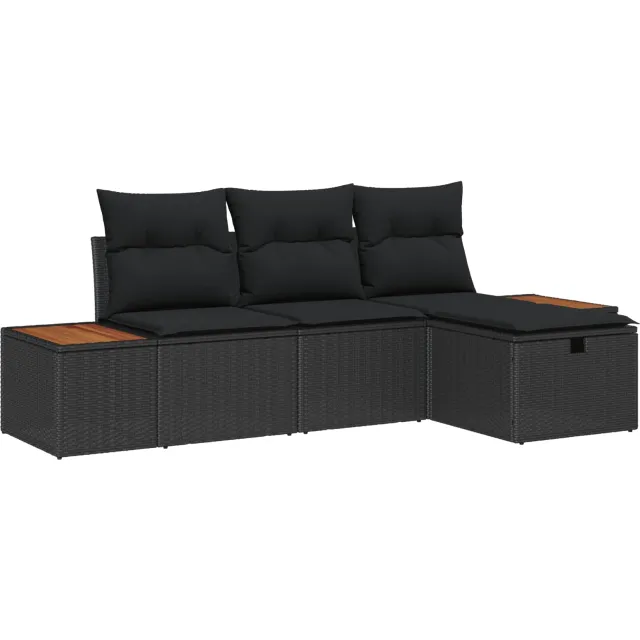 vidaXL Tuin Sofa Set 4 st Zwart poly rattan