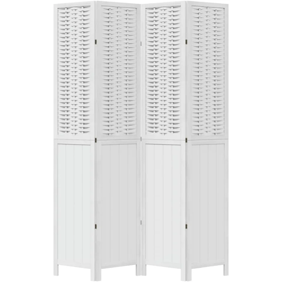 vidaXL Kamerscherm met 4 panelen massief paulowniahout wit, foto 4