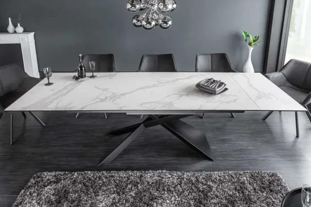 Invicta Interior Uitschuifbare eettafel EUPHORIA 180-220-260cm marmer wit keramiek gemaakt in Italie - 40122 Zie omschrijving