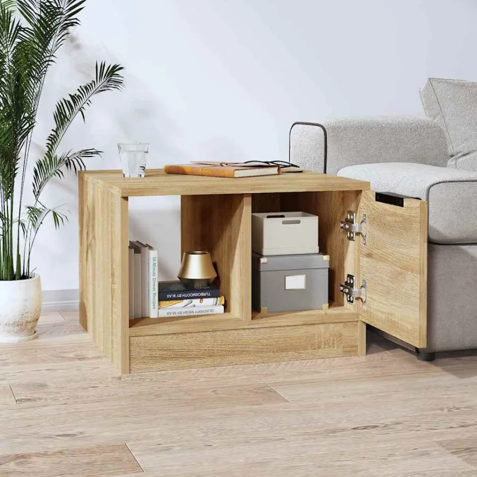 vidaXL Salontafel 50x50x36 cm bewerkt hout sonoma eikenkleurig, foto 3