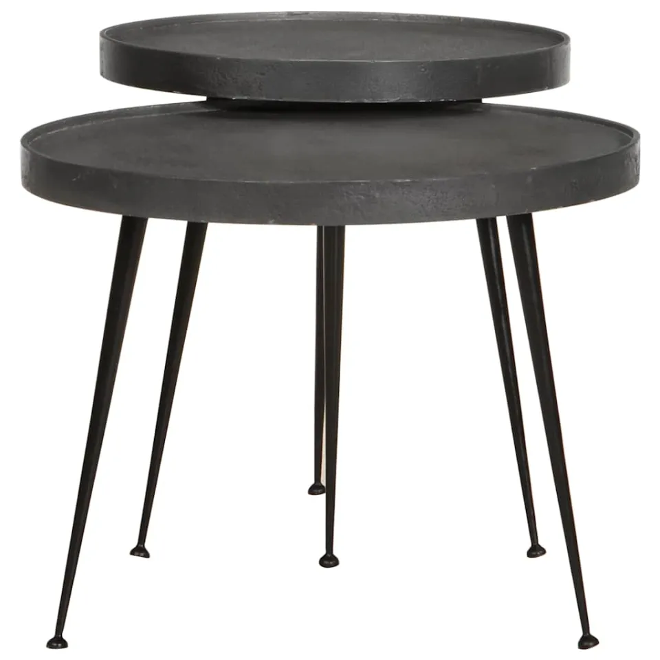 vidaXL Salontafel 2 stuks Zwart bewerkt hout, foto 2