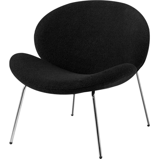 Padiro loungestoel - 2-delige set - 73,5 x 75 x 76 cm - Zwart / Zilverkleurig - Japandi - Polyester, Bouclé, IJzer - zonder armleuningen - met rugleuning