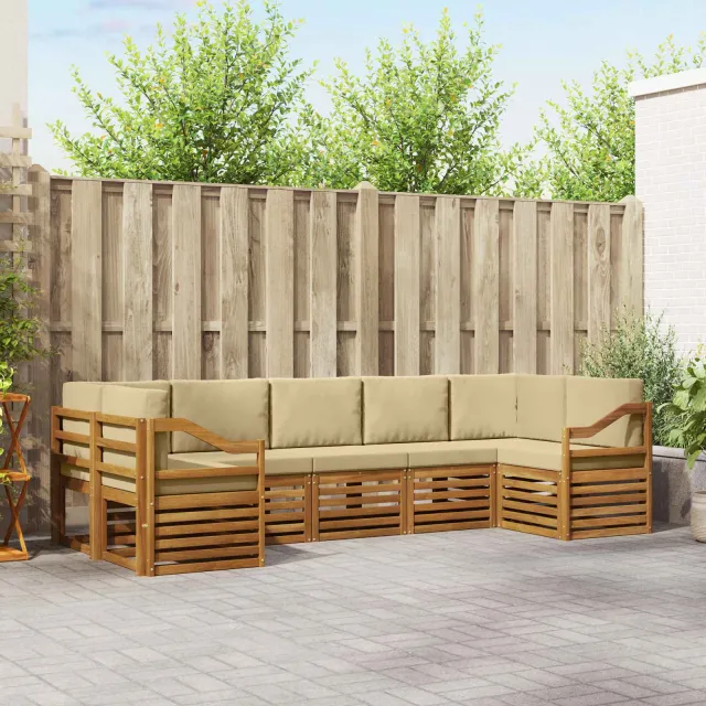 vidaXL Buiten bankenset 7 st 7-zits Natuurlijk en Beige