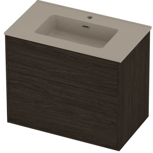 Proline Tribute Badmeubelset Porselein Elegant In Kader 80x46x67 cm Mat Crème Cotton Mokka Oak Eiken